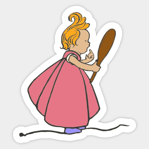 Cute little ginger girl red dress looking in mirror Sticker by Captain-Jackson